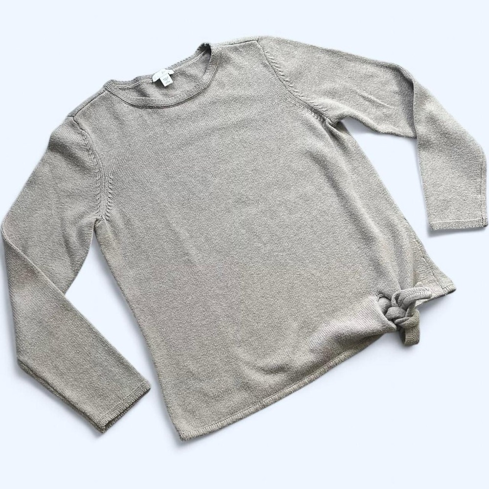 J.Jill Size Small Petite SP Tan Taupe Brown Knit Wool Cotton Crewneck Sweater
